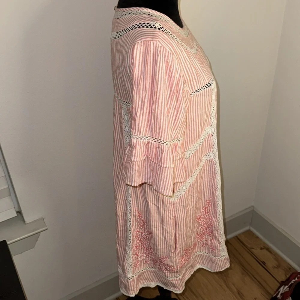 Free People Sunny Day Boho casual dress Gingham plaid cotton dress Sz S‎